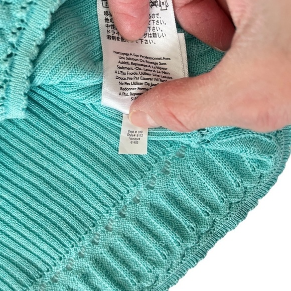 Vtg. Eddie Bauer Silk & Linen Blend Cottagecore Cardigan Lt. Aqua Sweater Sz M - Picture 8 of 11